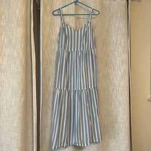 Blue and white striped dress